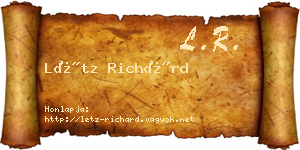Létz Richárd névjegykártya